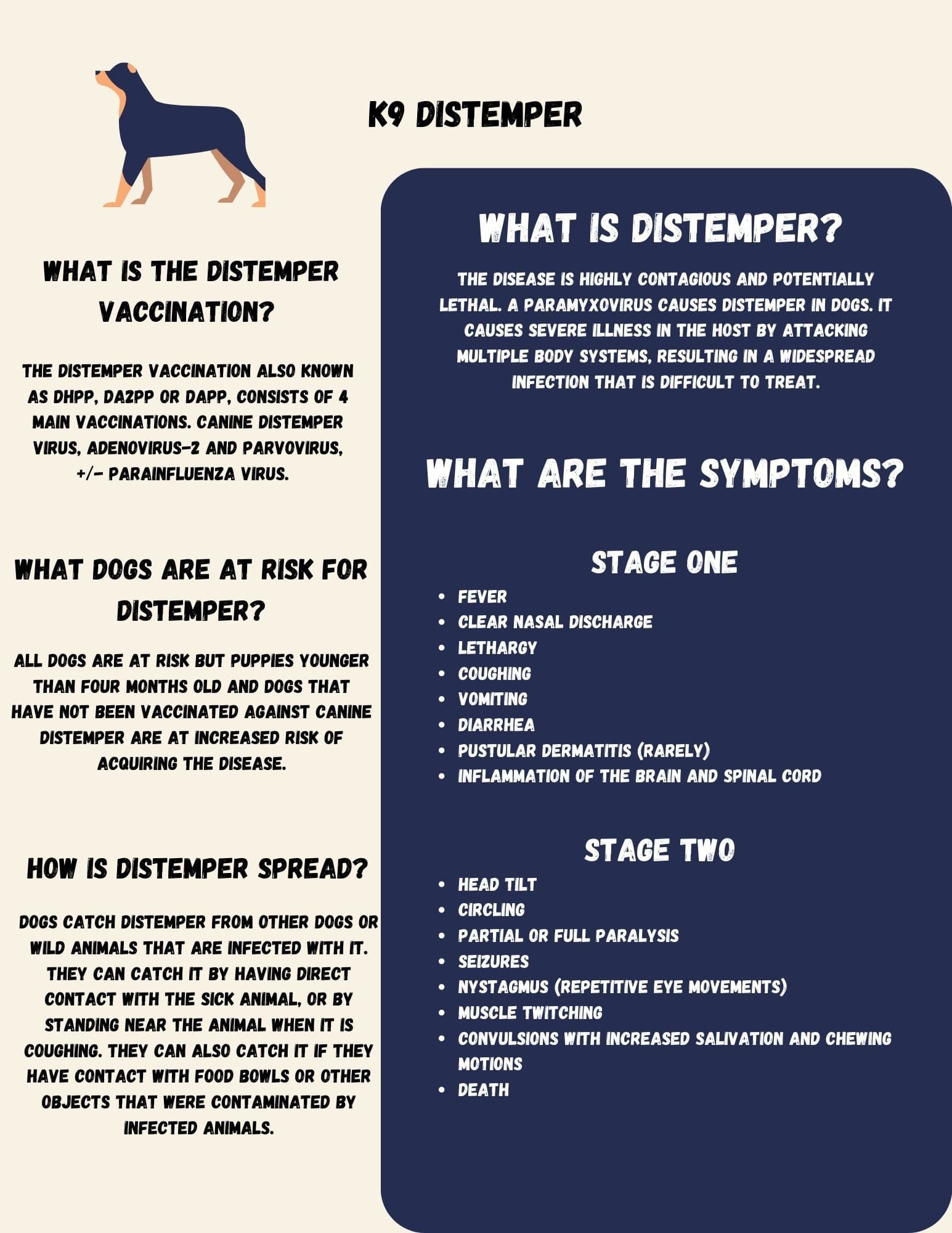 Poster image displaying info about K9 Distemper 